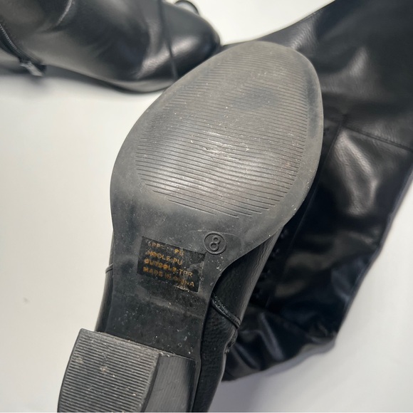 Over The Knee Black Leather Boots Size 8 - Picture 2 of 4